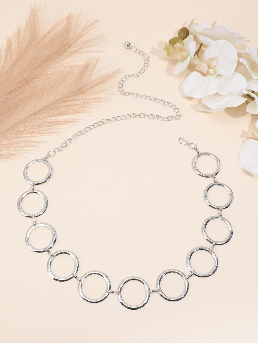Elegant Circle Decor Chain Belt Halloween - Silver - View 1