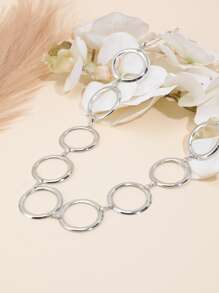 Elegant Circle Decor Chain Belt Halloween - Silver - View 3