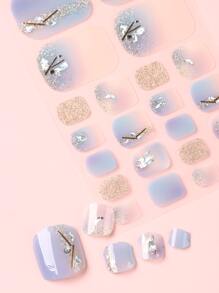 FULL BEAUTY 趾甲油條，1入組塑膠日常彩色小鑽石紫色白色趾甲油貼紙 - 彩色 - 查看 3