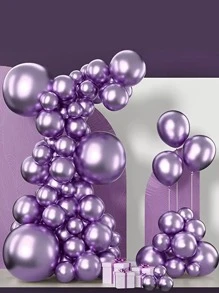 75 piezas/set Espejo de metal púrpura globo fiesta decoraciones - Multicolor - Ver 1
