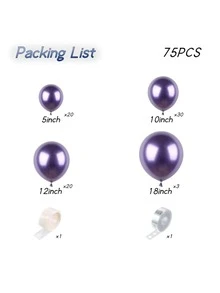 75 piezas/set Espejo de metal púrpura globo fiesta decoraciones - Multicolor - Ver 2