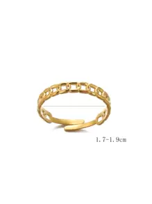 1pc Stainless Steel Fashionable Personalized Circle Shaped Ring, Adjustable Open Finger Index Ring - Yellow Gold - View 6