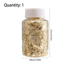 1 botella 3g Láminas de oro metálico, láminas de aluminio, láminas de cobre, láminas de oro, láminas de plata, láminas de oro rosa para arte de uñas, pintura, manualidades, slime, joyería de resina