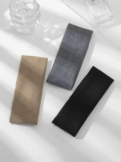 3条装纯色发带，适合日常佩戴，打造休闲发型，也可作健身头带、头巾、吸汗带、秋冬季发饰，适合女士度假装扮，优雅围巾，柔软头巾。