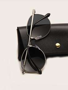 男士圆框时尚眼镜优雅墨镜配饰沙滩配饰眼镜墨镜适合夏季海滩度假、户外、旅行 - 深灰色 - 查看 5