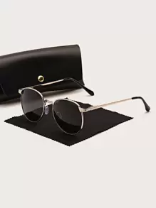 男士圆框时尚眼镜优雅墨镜配饰沙滩配饰眼镜墨镜适合夏季海滩度假、户外、旅行 - 深灰色 - 查看 1