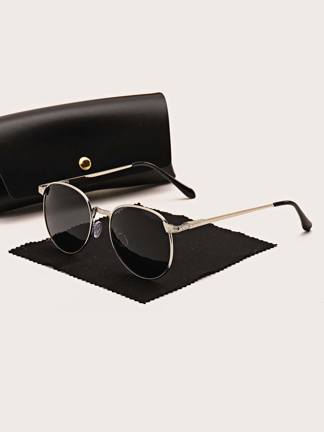 男士圆框时尚眼镜优雅墨镜配饰沙滩配饰眼镜墨镜适合夏季海滩度假、户外、旅行 - 深灰色 - 查看 1