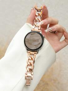 Replacement Watch Bands Compatible With Samsung Galaxy Watch 4/5 40/44mm, Galaxy Watch 3 41mm, Galaxy Watch 6/7 40/42/44/45/46mm, Active 2, Adjustable Rose Gold Metal Chain Strap, Unisex 20/22mm Smart Watch Accessories - Rose Gold - View 3