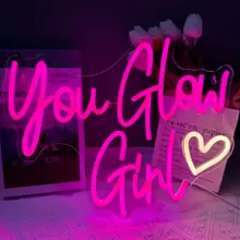 1入組PMMA霓虹燈,創意字母和心形LED霓虹燈適合派對 - 粉色 - 查看 1