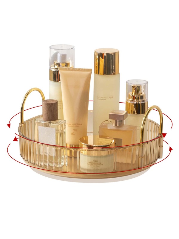 360° Rotating Makeup Organizer, Bathroom Makeup Carousel Spinning