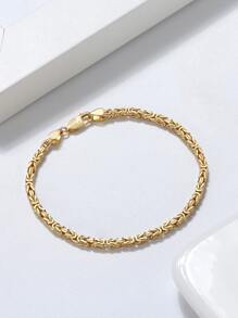 1個正品925純銀18k鍍金鍊式手鐲,獨特拜占庭設計,極致奢華女士生日聚會周年慶禮物