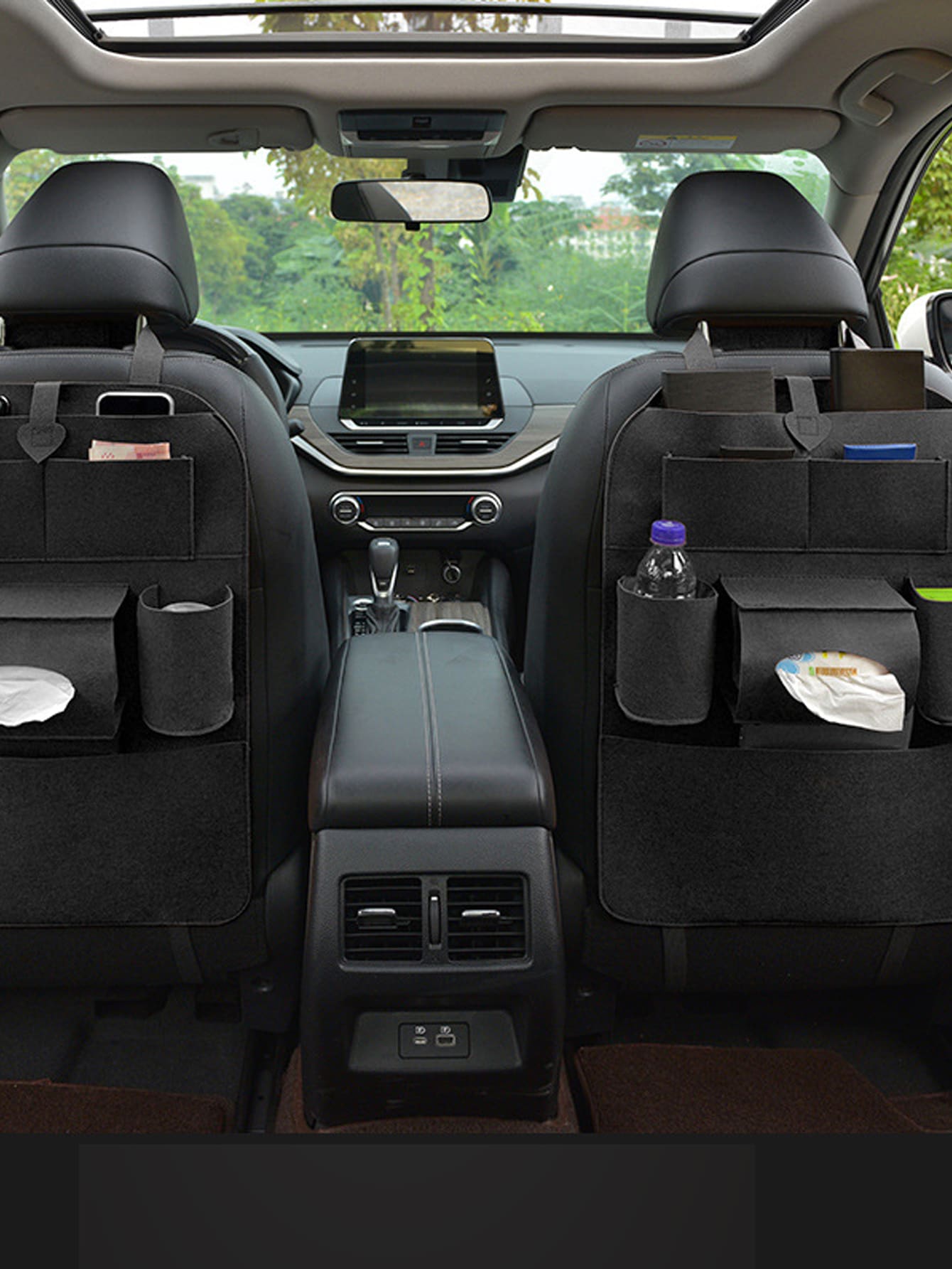 2 piezas Organizador de coche almacenamiento - Negro - Ver 1