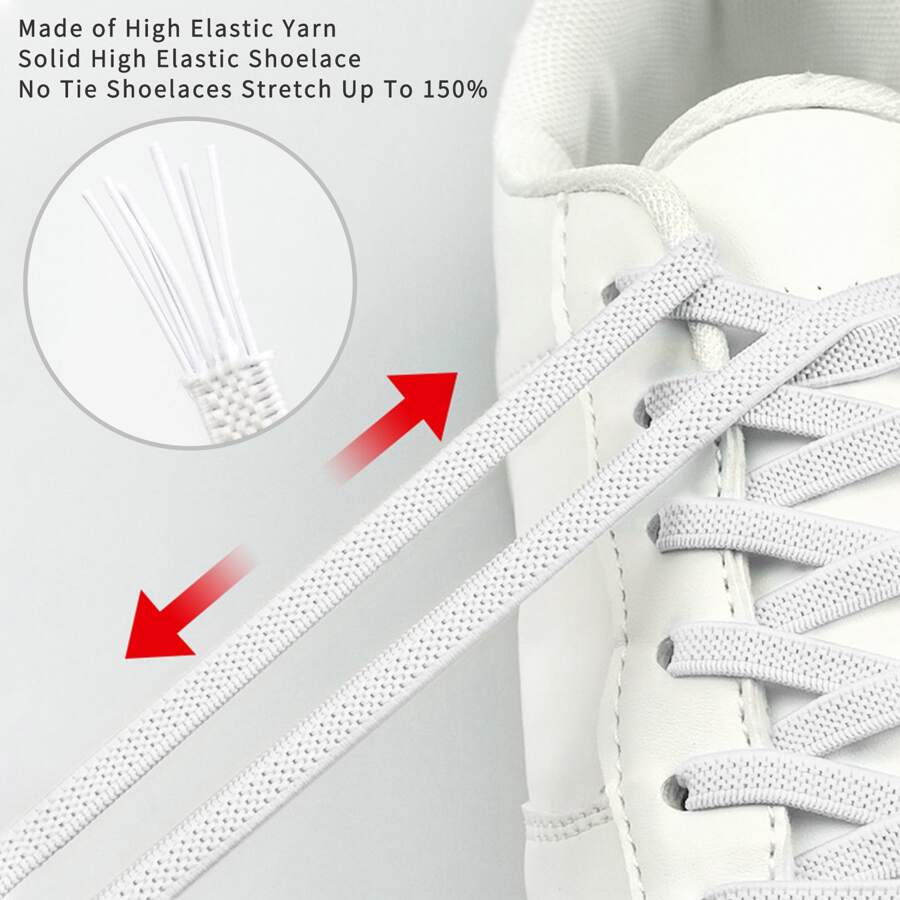 FYY 4 Pairs Elastic Shoe Laces for Sneakers, Adjustable Metal Capsule