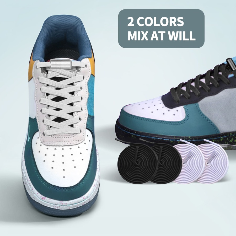 FYY 4 Pairs Elastic Shoe Laces for Sneakers, Adjustable Metal Capsule