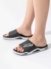Men Slippers Summer Fashion Anti-Slip Indoor Outdoor Bathroom Shower Slides, Casual Beach Outdoor Sport Slippers