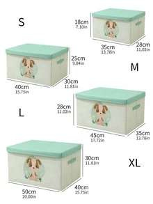 1pc Cartoon Fabric Printed Foldable Storage Box With Lid, Large Capacity For Clothes, Quilts, Dustproof  Decorations   Autumn Decor Festival Decor Room Decor Home Decor Fall Decor Bedroom Decor - Mint Green - View 7