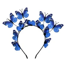 2pcs Butterfly Headbands Fascinators Hat Women Butterfly Costume Crown Headpiece For Women And Girls Boho - Royal Blue - View 2