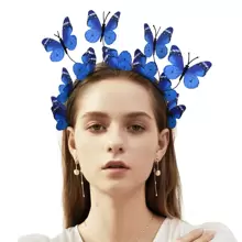 2pcs Butterfly Headbands Fascinators Hat Women Butterfly Costume Crown Headpiece For Women And Girls Boho - Royal Blue - View 3