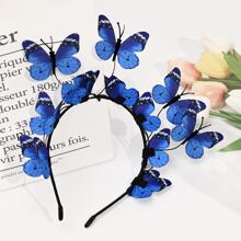 2pcs Butterfly Headbands Fascinators Hat Women Butterfly Costume Crown Headpiece For Women And Girls Boho - Royal Blue - View 6