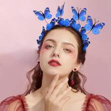 2pcs Butterfly Headbands Fascinators Hat Women Butterfly Costume Crown Headpiece For Women And Girls Boho - Royal Blue - View 8