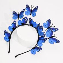 2pcs Butterfly Headbands Fascinators Hat Women Butterfly Costume Crown Headpiece For Women And Girls Boho - Royal Blue - View 5