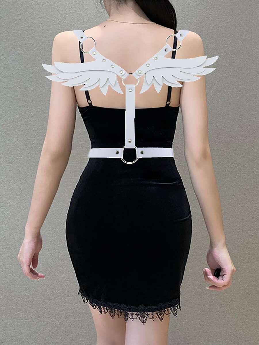 Wing Decor Costume Harness Belt - White - View 1