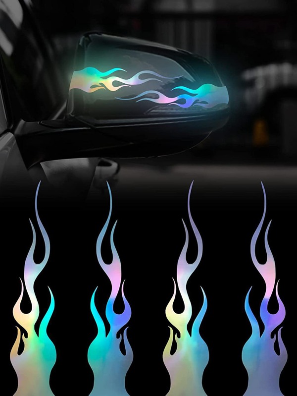 4pcs Fire Pattern Car Sticker