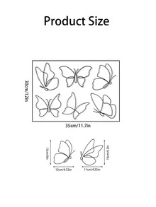 1入組蝴蝶樣式牆貼 - 黑色 - 查看 5