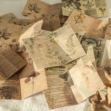 40pcs/set Vintage Newspaper & Book Page Design Stickers For Diy Scrapbooking Material