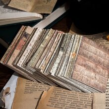 40pcs/set Vintage Newspaper & Book Page Design Stickers For Diy Scrapbooking Material