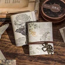 40pcs/set Vintage Newspaper & Book Page Design Stickers For Diy Scrapbooking Material