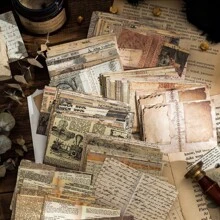 40pcs/set Vintage Newspaper & Book Page Design Stickers For Diy Scrapbooking Material