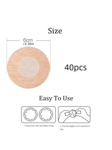 40pcs Vô hình Dùng một lần Bộ ngực Hình dán - Màu be - Xem 3