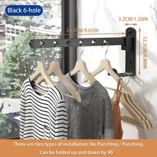 HSEAN 1pc Iron Hanger Storage Rack, Classic Punch-free Wall Mounted Hanger Holder For Home - Black - View 1