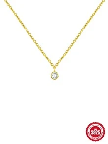 1 件迷你圓形吊墜 S925 純銀項鍊女式迷人精美項鍊 18k 鍍金精美珠寶禮物 - 石2.0mm-金 - 查看 6