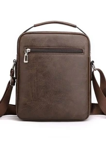 Túi đeo chéo nam Pu đa chức năng với sức chứa lớn, nhiều khóa kéo, dây đeo vai có thể điều chỉnh và chống nước dành cho doanh nghiệp Túi đeo vai Túi đeo chéo Túi thông thường dành cho học sinh trung học Sinh viên đại học Sinh viên năm nhất - Màu nâu Sô-cô-la - Xem 5