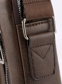 Túi đeo chéo nam Pu đa chức năng với sức chứa lớn, nhiều khóa kéo, dây đeo vai có thể điều chỉnh và chống nước dành cho doanh nghiệp Túi đeo vai Túi đeo chéo Túi thông thường dành cho học sinh trung học Sinh viên đại học Sinh viên năm nhất - Màu nâu Sô-cô-la - Xem 7