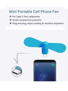 Type C迷你便攜手機風扇 - 藍色 - 查看 4