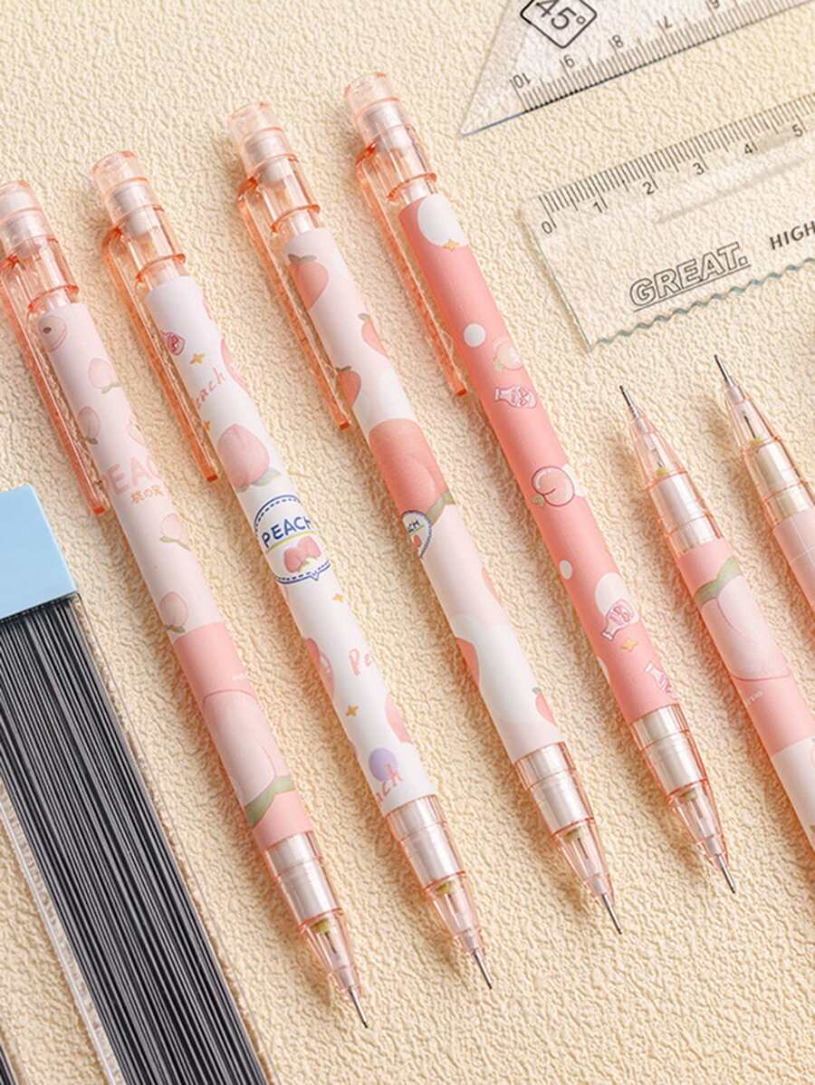 Random Color Peach Shaped Automatic Pencil, Cute Push Button Mechanical Pencil - Pink - View 1