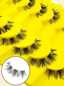 假睫毛，7 對全假睫毛 10 毫米透明帶眼睫毛人造水貂貓眼尾加長條狀睫毛假睫毛 - 黑色 - 查看 8