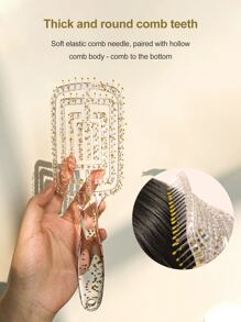 镂空发梳，1 件透明闪光驱蚊香梳塑料镂空肋梳发梳 - 無色 - 查看 1