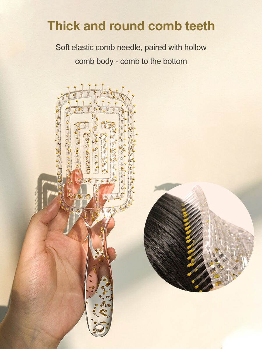 镂空发梳，1 件透明闪光驱蚊香梳塑料镂空肋梳发梳 - 無色 - 查看 1