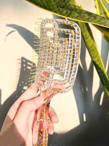 镂空发梳，1 件透明闪光驱蚊香梳塑料镂空肋梳发梳 - 無色 - 查看 4