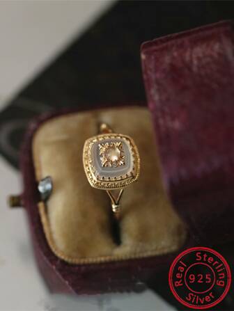 S925 Silver Vintage Ring Simple Fashionable Personalized French Style Fine Ring