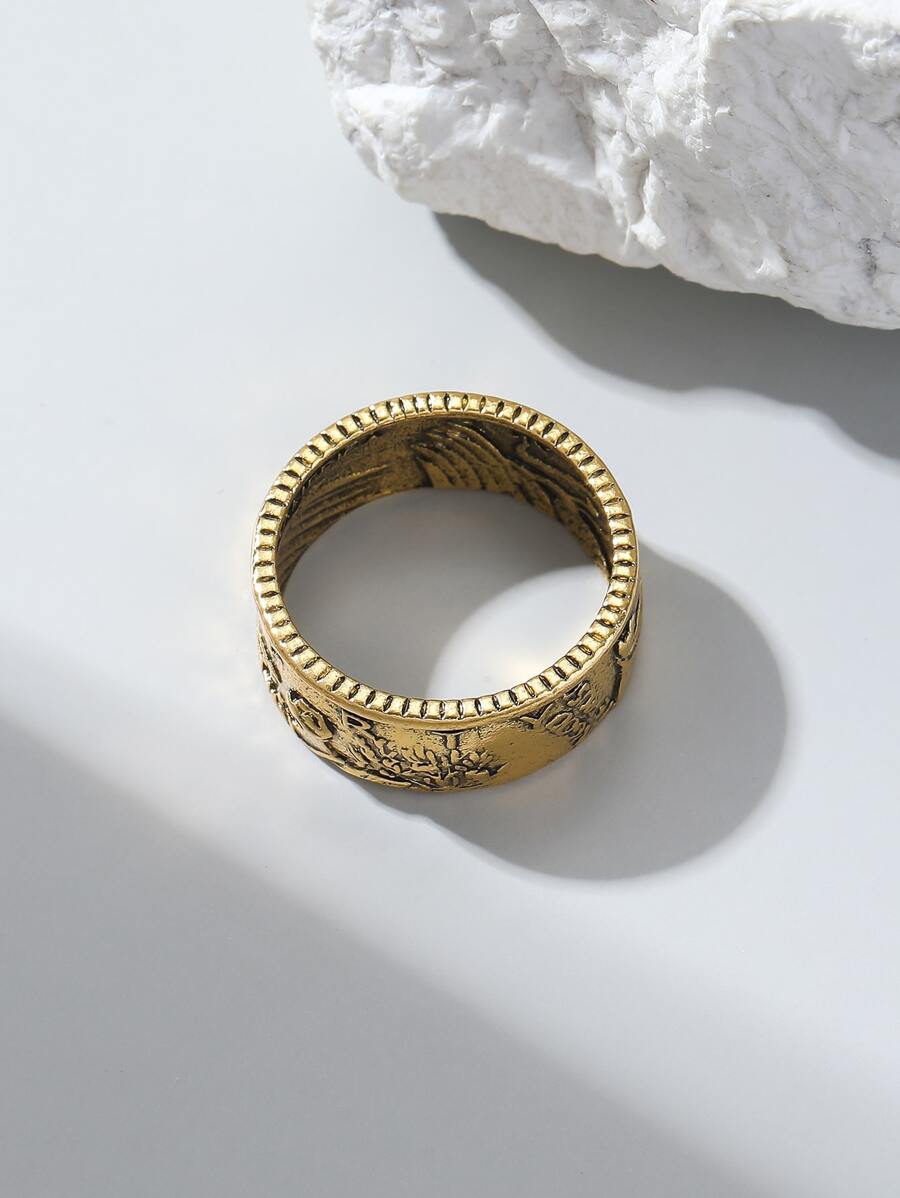 1個古董摩根幣戒指。來自1945年的半美元戒指。古代金銅色 - 銅色 - 查看 1