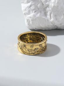 1個古董摩根幣戒指。來自1945年的半美元戒指。古代金銅色 - 銅色 - 查看 3