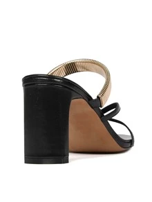 女士方形露趾高跟T字帶涼鞋 - 黑色 - 查看 4