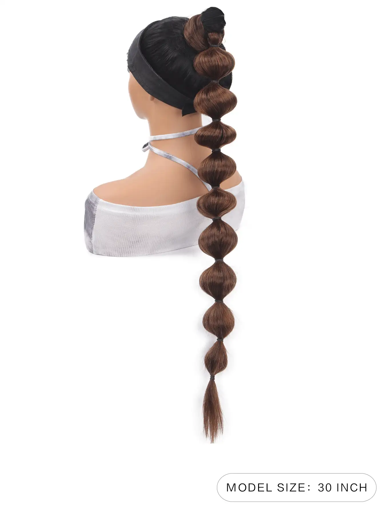 Extra Long Braided Ponytail Synthetic Hair Extension - Brown - View 6