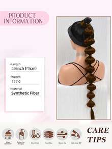 Extra Long Braided Ponytail Synthetic Hair Extension - Brown - View 2