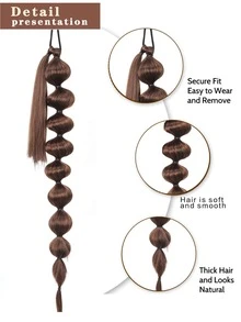 Extra Long Braided Ponytail Synthetic Hair Extension - Brown - View 3